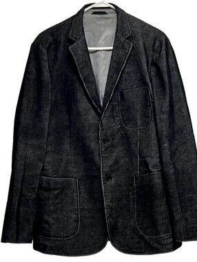James Campbell Suit Jacket Blazer Black Corduroy Large Button Pockets